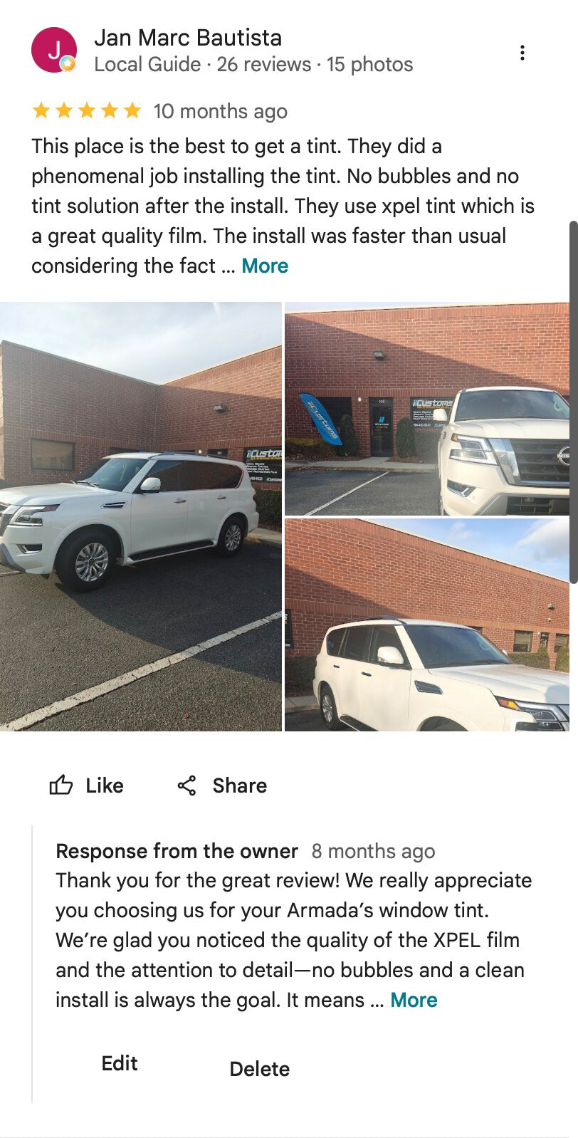Customer vehicle photo shared by Jan Marc Bautista